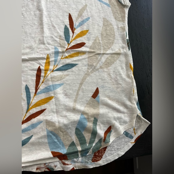 Cynthia Rowley Womens Size Large Short Sleeve 100% Linen Top Botanical Neutral - Picture 7 of 14